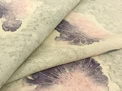 平和屋着物▽上質な小紋 単衣 草花文 暈し染め 正絹 逸品 AABG4271jh