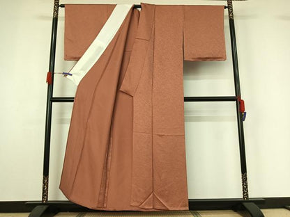 平和屋着物▽上質な色無地 単衣 洗朱色 正絹 逸品 AABG4276jh