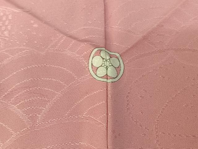 平和屋着物▽上質な色無地　単衣　吉祥花地紋　鴇色　正絹　逸品　AABG4277jh