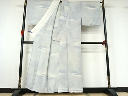 平和屋着物▽上質な小紋 単衣 草花文 暈し染め 正絹 逸品 AABG4278jh