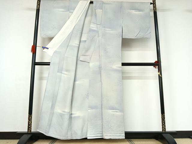 平和屋着物▽上質な小紋 単衣 草花文 暈し染め 正絹 逸品 AABG4278jh