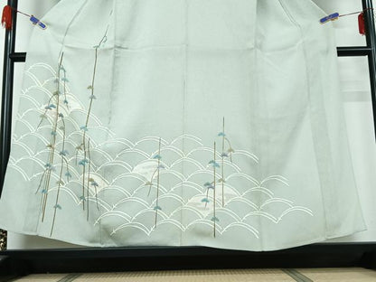 平和屋着物▽訪問着 単衣 松文 金彩 正絹 逸品 AABG4280jh