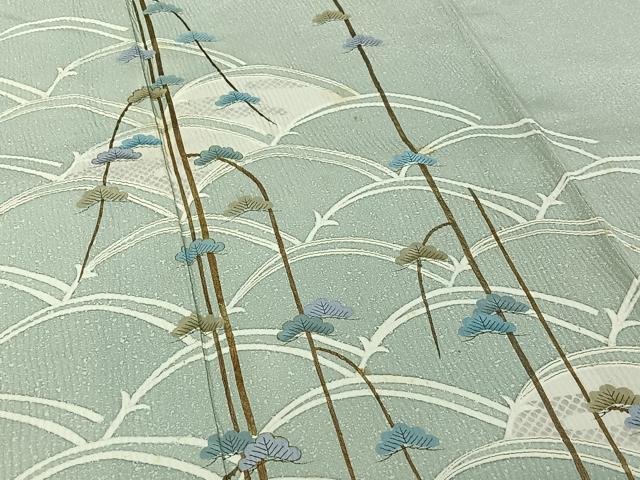 平和屋着物▽訪問着 単衣 松文 金彩 正絹 逸品 AABG4280jh
