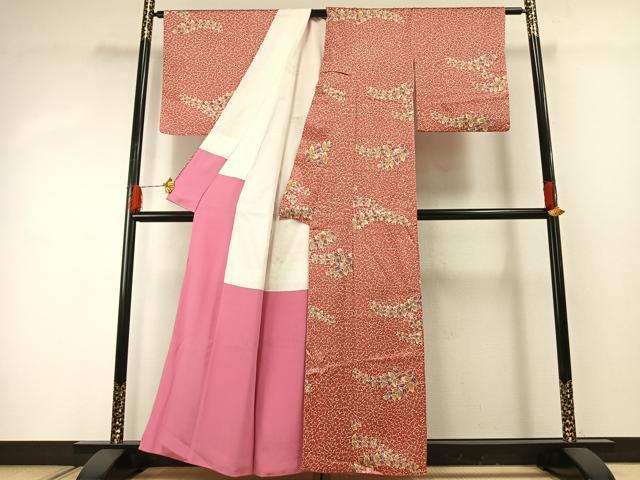 平和屋着物■上質な小紋 舞葉文 正絹 逸品 AABG4281fy