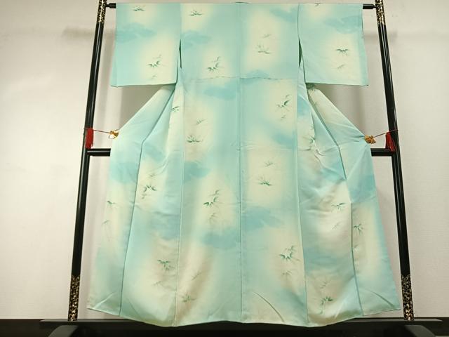 平和屋着物■上質な小紋 地紋起こし 笹の葉文 暈し染め 正絹 逸品 AABG4286fy