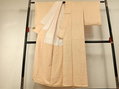 平和屋着物■上質な色無地 葉づくし地紋 蜂蜜色 正絹 逸品 AABG4287fy