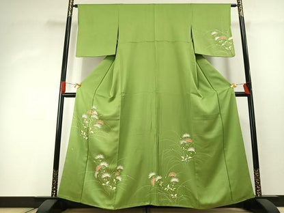 平和屋着物■訪問着 駒刺繍 草花文 正絹 逸品 AABG4292fy