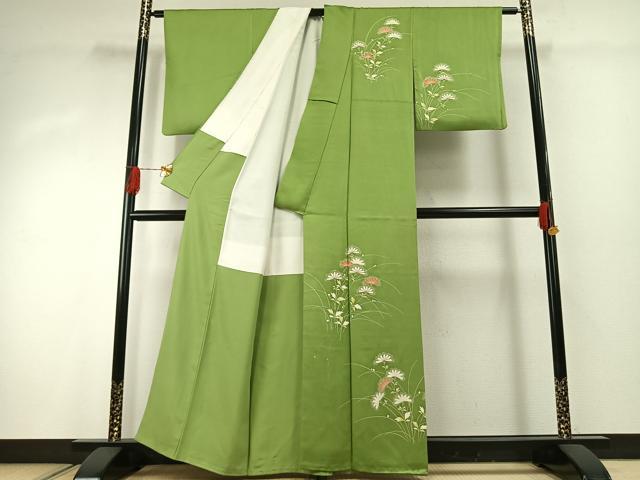 平和屋着物■訪問着 駒刺繍 草花文 正絹 逸品 AABG4292fy