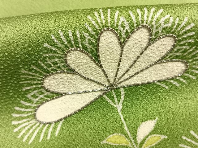 平和屋着物■訪問着 駒刺繍 草花文 正絹 逸品 AABG4292fy
