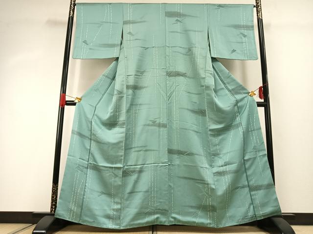 平和屋着物■上質な小紋 地紋起こし 扇面文 暈し染め 正絹 逸品 AABG4301fy