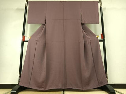 平和屋着物●上質な色無地　濃色　正絹　逸品　AABG4306fy