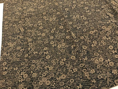 平和屋着物●上質な小紋　型染め　草花文　黒地　正絹　逸品　AABG4307fy