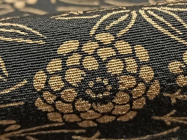 平和屋着物●上質な小紋　型染め　草花文　黒地　正絹　逸品　AABG4307fy