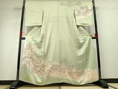 平和屋着物●訪問着　刺繍　熨斗枝花文　暈し染め　金彩　正絹　逸品　AABG4310fy