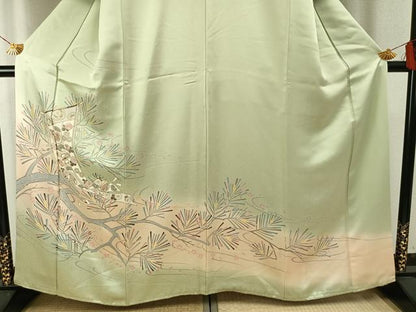 平和屋着物●訪問着　刺繍　熨斗枝花文　暈し染め　金彩　正絹　逸品　AABG4310fy