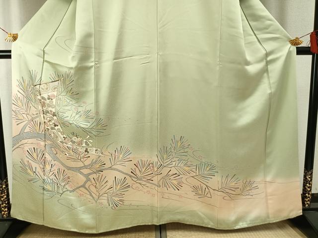 平和屋着物●訪問着　刺繍　熨斗枝花文　暈し染め　金彩　正絹　逸品　AABG4310fy
