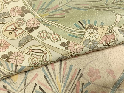 平和屋着物●訪問着　刺繍　熨斗枝花文　暈し染め　金彩　正絹　逸品　AABG4310fy