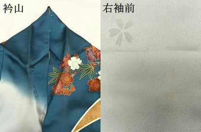平和屋着物●豪華振袖　駒刺繍　花鳥文　暈し染め　金彩　正絹　逸品　AABG4315fy