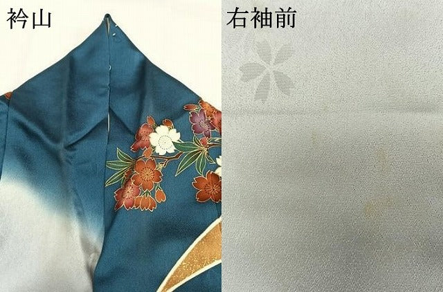 平和屋着物●豪華振袖　駒刺繍　花鳥文　暈し染め　金彩　正絹　逸品　AABG4315fy