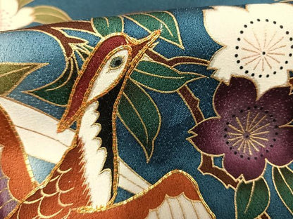 平和屋着物●豪華振袖　駒刺繍　花鳥文　暈し染め　金彩　正絹　逸品　AABG4315fy