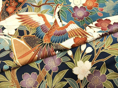 平和屋着物●豪華振袖　駒刺繍　花鳥文　暈し染め　金彩　正絹　逸品　AABG4315fy