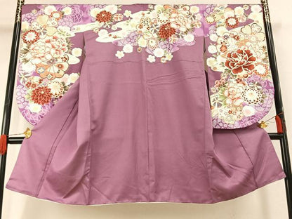 平和屋着物●大島優子　小振袖　二尺袖　草花文　暈し染め　金彩　洗える着物　AABG4316fy