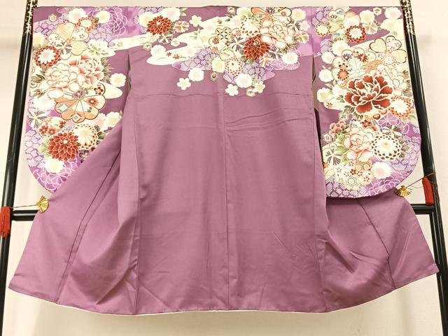 平和屋着物●大島優子　小振袖　二尺袖　草花文　暈し染め　金彩　洗える着物　AABG4316fy