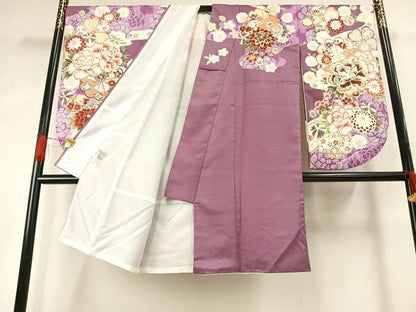 平和屋着物●大島優子　小振袖　二尺袖　草花文　暈し染め　金彩　洗える着物　AABG4316fy