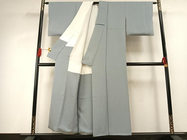 平和屋着物●上質な色無地　湊鼠色　正絹　逸品　AABG4318fy