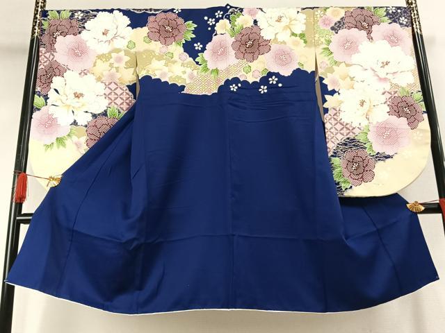 平和屋着物●美月　小振袖　二尺袖　草花文　暈し染め　金彩　洗える着物　AABG4322fy