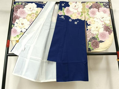 平和屋着物●美月　小振袖　二尺袖　草花文　暈し染め　金彩　洗える着物　AABG4322fy
