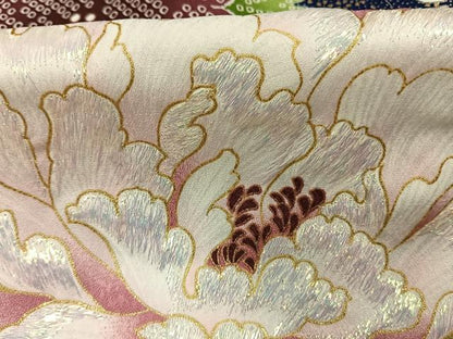 平和屋着物●美月　小振袖　二尺袖　草花文　暈し染め　金彩　洗える着物　AABG4322fy
