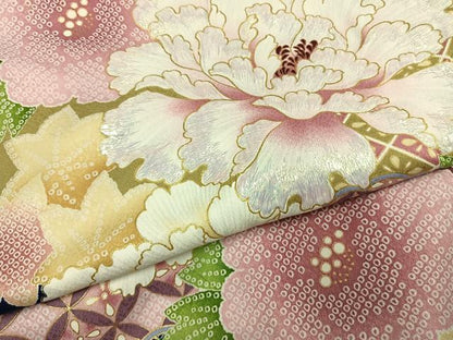 平和屋着物●美月　小振袖　二尺袖　草花文　暈し染め　金彩　洗える着物　AABG4322fy