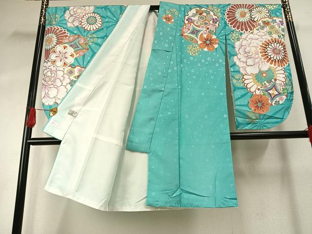 平和屋着物●平祐奈　小振袖　二尺袖　雪輪花文　金彩　洗える着物　未使用　AABG4323fy