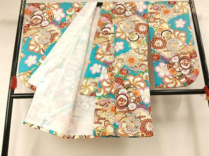 平和屋着物●小振袖　二尺袖　舞花文　金彩　洗える着物　AABG4324fy