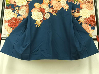 平和屋着物●小振袖　二尺袖　草花文　暈し染め　洗える着物　AABG4325fy