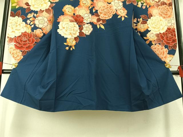 平和屋着物●小振袖　二尺袖　草花文　暈し染め　洗える着物　AABG4325fy