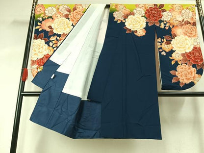 平和屋着物●小振袖　二尺袖　草花文　暈し染め　洗える着物　AABG4325fy