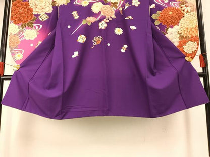 平和屋着物●小振袖　二尺袖　流水花文　暈し染め　洗える着物　AABG4327fy