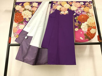 平和屋着物●小振袖　二尺袖　流水花文　暈し染め　洗える着物　AABG4327fy