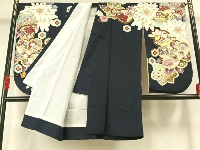 平和屋着物●小振袖　二尺袖　舞花文　暈し染め　金彩　正絹　逸品　AABG4332fy
