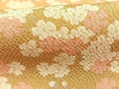 平和屋着物●上質な小紋　枝花文　鬼しぼ縮緬　染と織 井筒屋　たとう紙付き　正絹　逸品　AABG4333fy