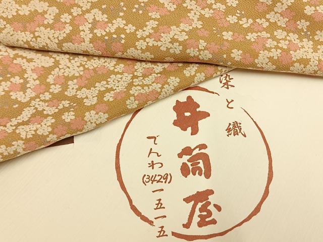 平和屋着物●上質な小紋　枝花文　鬼しぼ縮緬　染と織 井筒屋　たとう紙付き　正絹　逸品　AABG4333fy