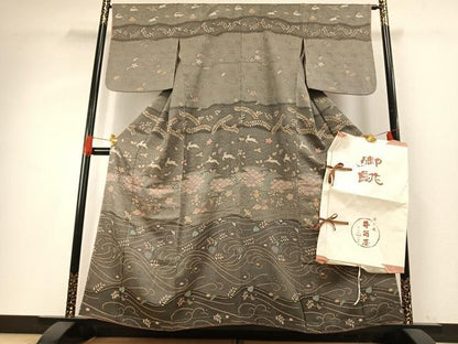 平和屋着物●訪問着　辻が花　鹿　兎　染と織 井筒屋　たとう紙付き　正絹　逸品　未使用　AABG4334fy