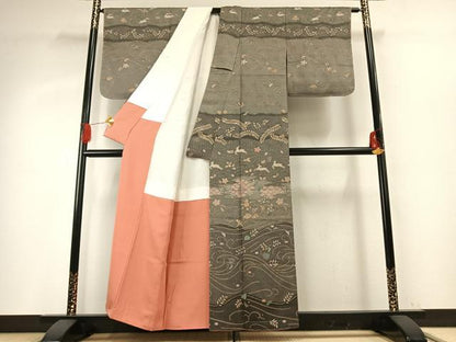 平和屋着物●訪問着　辻が花　鹿　兎　染と織 井筒屋　たとう紙付き　正絹　逸品　未使用　AABG4334fy