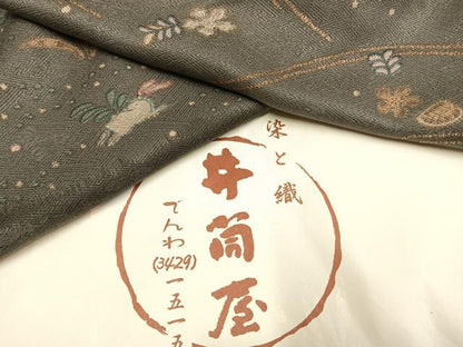 平和屋着物●訪問着　辻が花　鹿　兎　染と織 井筒屋　たとう紙付き　正絹　逸品　未使用　AABG4334fy