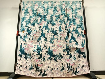 平和屋着物●豪華振袖　草花文　暈し染め　正絹　逸品　AABG4337fy