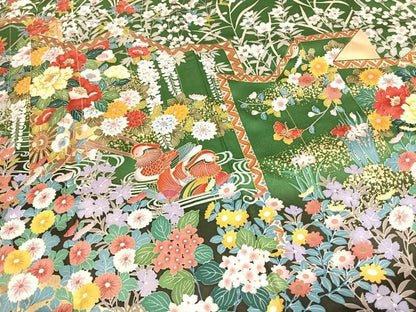 平和屋着物●豪華振袖　駒刺繍　舞蝶花鳥文　暈し染め　金彩　正絹　逸品　AABG4339fy