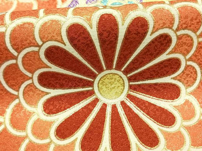 平和屋着物●小振袖　二尺袖　舞花文　金彩　金通し地　洗える着物　未使用　AABG4343fy