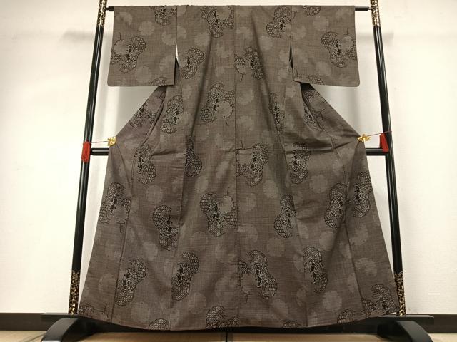 平和屋着物●本場大島紬　一元絣　鶴丸亀甲文　正絹　逸品　AABG4348fy